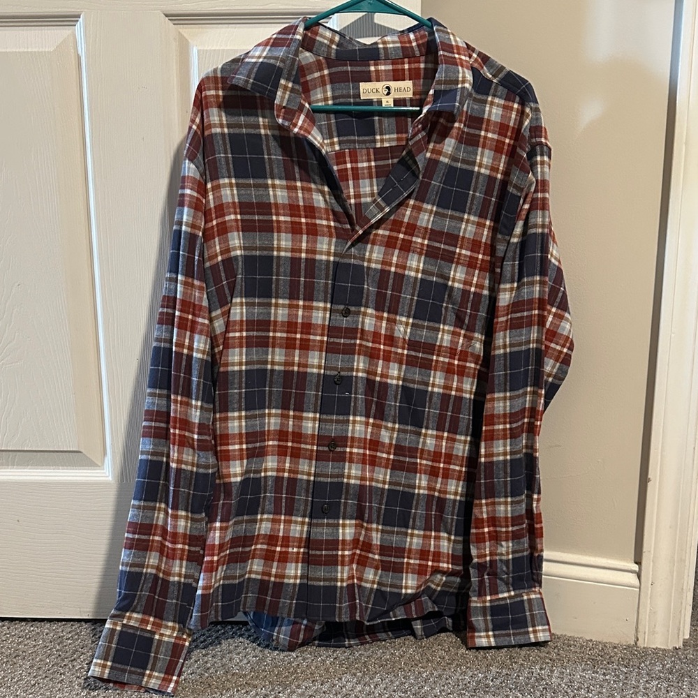 Duck Head Navy & Rust Plaid Long-Sleeve Shirt